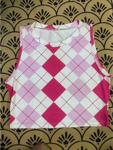 Pink Y2k Argyle Tank Top