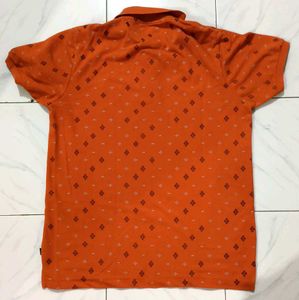 Urbanic Orange Print Polo Shirt