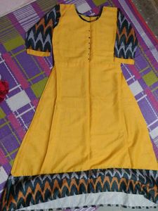 Yellow Printed Kurta