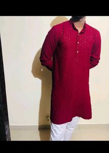 Maroon Embroidered Kurta New Wdt Tag
