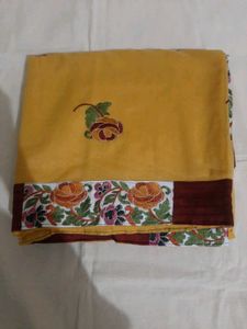 Yellow Embroided Border Saree