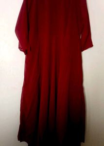 Maroon Aari work Embroidered Anarkali Kurta