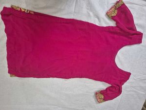 Pink Georgette Gota Patti Work Kurti