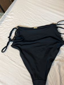Black High Waist Lace up Side Bikini