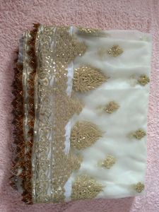 Off White 🤍 Net Saree With Satin Lining
