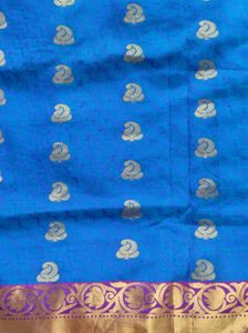 Blue And Purple Pure Silk Saree