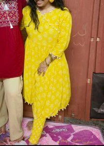 Yellow Printed Kurta & BottomSet