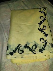 cotton saree with fabric painted border