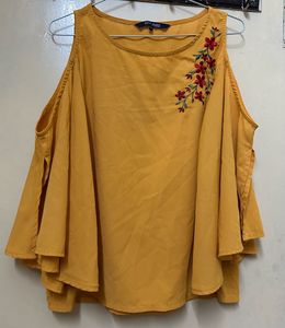 Yellow Cold Shoulder Top