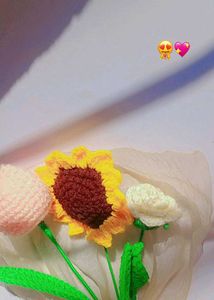 CrochetSunflower🌻, rose🌹 and tulip🌷  Flower Bou
