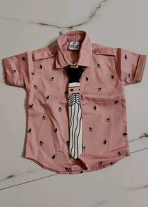 Cute Pink Kids Shirt with Tie