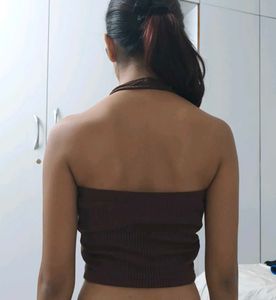 H&amp;M Brown Halter neck top
