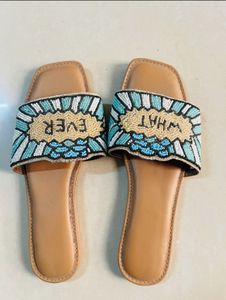 Women Beaded “What Ever” swaggy flipflops