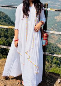 White Embroidered Cotton Dress