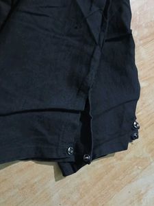 Black Patterned Kurti with Embroidered Yoke