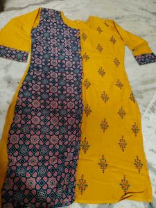 Yellow Printed Kurti