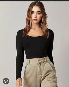 H&M Black Long Sleeve Crop Top