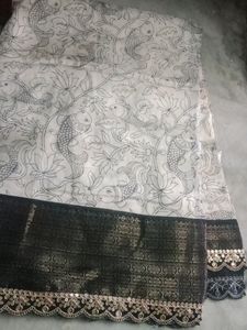 Black And White Cut Work Sarees
