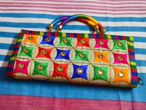 Colorful Embroidered Clutch