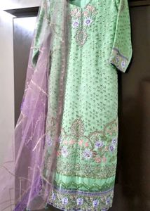 Elegant Mint Green Embroidered Kurti