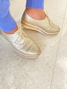 Mast and Harbour Gold-Toned Textured Casual Shoes