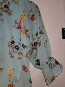 🪬Sky Blue Balloon Peplum Top