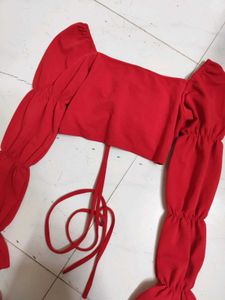 Red Tie Front Crop Top