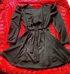 Black Long Sleeve Tie Back Dress/ Western Cut-Out