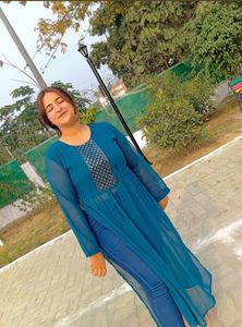 Teal Empire Waist Dress