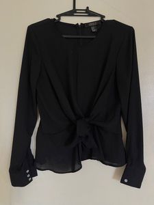 Forever 21 Black Solid Tie Top
