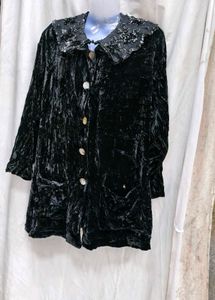 132310. Vintage Velvet Embellished Coat