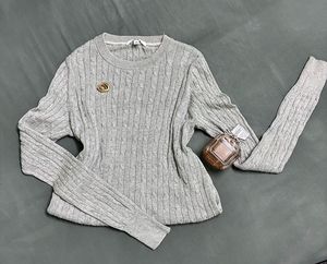 Uniqlo Gray Cable Knit Sweater