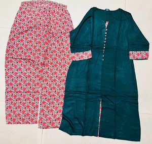 Green Kurti Printed Plazzo Set