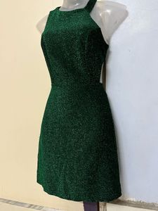 Emerald Green Glitter Mini Dress