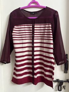 🧡Pretty Maroon Stripped Top