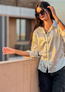 Silky White Button-Down Shirt
