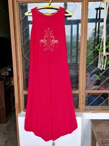 Red Embroidered Maxi Dress