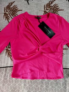 WOMEN PINK FRONT KNOT TOP