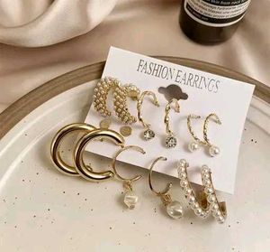 Combo of 9 pair stunning gold plated pearl hoop