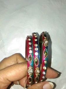 Beautiful Dual Color Blue, Pink Matching Bangles