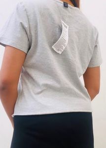 Grey V-Neck Choker T-Shirt