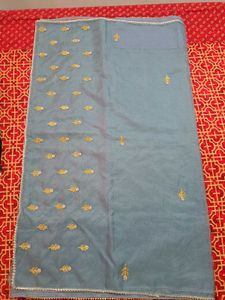 Grey Yellow Organza Saree