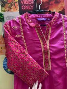 Pink Embroidered Kurti Dress