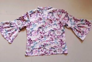 Floral Print Bell Sleeve Top