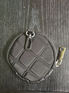 Mini Black Round Pouch with Hook – Travel/Coins/Ea