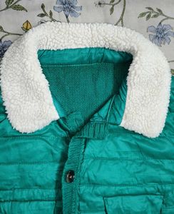 Green Puffer Jacket with Sherpa Collar