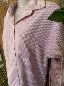 Pink Striped Shirt For Women