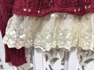 Red Cottagecore Crochet Sweater B