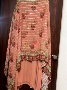 Peach Embellished Party Wear Kurta Sets