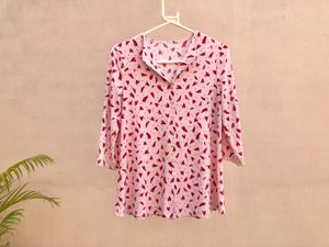 Pink Heart Print Top